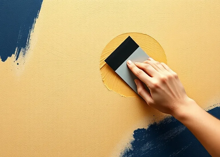 Application d'un enduit décoratif à la lisseuse sur un mur
